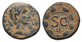 Augustus (27 BC-AD 14). Seleucis and Pieria, Antioch. Æ (24.5mm, 9.74g, 12h), c. 25-3 BC. Bare head r. R/ SC within wreath. McAlee 193; RPC I 4105. Br...