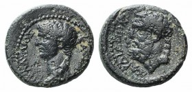 Claudius (41-54). Lydia, Sardes. Æ (15mm, 2.91g, 6h). Bare head l. R/ Bare head of Hercules l. RPC I 2996; SNG Copenhagen 519-520. Scarce, Good Fine