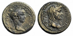 Nero and Agrippina II (54-68). Aeolis, Kyme. Æ (15mm, 3.77g, 6h). Laureate head of Nero r. R/ Draped and veiled bust of Agrippina r. RPC I 2434. Good ...