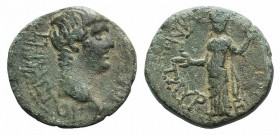 Nero (54-68). Lydia, Mastaura. Æ (16mm, 3.66g, 6h). Bare head r. R/ Goddess standing l., holding patera and torch. RPC I 2677; SNG von Aulock 3025. Ra...