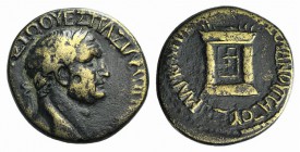 Vespasian (69-79). Bithynia, Prusias ad Hypium. Æ (22mm, 6.78g, 6h). M. Plancius Vars, procos. Laureate head r. R/ Altar. RPC II 670; RG 4. Rare, Good...