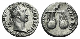 Trajan (98-117). Lycia. AR Drachm (16mm, 2.99g, 6h). AD 98-9. Laureate head r. R/ Two lyres; above, owl. RPC III 2676; SNG Copenhagen 45; SNG von Aulo...