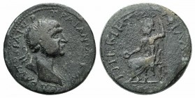 Trajan (98-117). Cilicia, Philadelphia. Æ (29mm, 19.26g, 6h). Laureate head r. R/ Zeus seated l., holding patera and sceptre. RPC III 3211; SNG BnF 75...