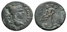 Caracalla (198-217). Troas, Alexandria Troas. Æ (25mm, 6.84g, 6h). Laureate head r. R/ Apollo standing l., with r. foot on cippus, holding branch. Bel...