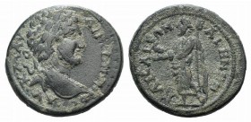 Caracalla (198-211). Lydia, Bagis. Æ (28mm, 12.43g, 6h). Laureate head r. R/ Zeus Lydios standing l., holding eagle and sceptre. BMC 39-40. Green pati...