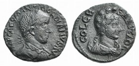 Gordian III (238-244). Pisidia, Antioch. Æ (21mm, 6.75g, 7h). Laureate, draped and cuirassed bust r., seen from behind. R/ Draped bust of Mên r., wear...