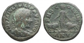 Philip I (244-249). Moesia Superior, Viminacium. Æ (29mm, 19.88g, 7h), year 5 (244). Laureate, draped and cuirassed bust r. R/ Moesia standing facing,...
