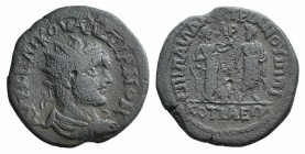 Valerian I (253-260). Phrygia, Cotiaeum. Æ (25mm, 8.10g, 7h). Ail. Demetrianos, archon. Radiate, draped and cuirassed bust r. R/ Hygieia standing r., ...