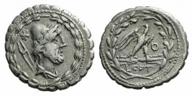 L. Aurelius Cotta, Rome, 105 BC, AR Denarius (17mm, 3.46g, 5h). Draped bust of Vulcan r., wearing cap bound with laurel-wreath, tongs over shoulder, a...