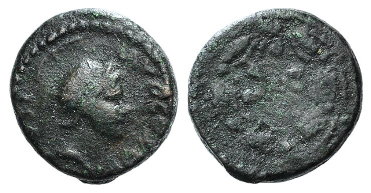 Domitian (81-96). Æ Quadrans (13mm, 2.58g, 6h). Rome, 81-2. Helmeted head of Min...