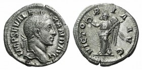 Severus Alexander (222-235). AR Denarius (18mm, 3.47g, 6h). Rome, AD 231. Laureate head r. R/ Victory standing l., holding wreath and palm. RIC IV 212...