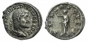 Maximinus I (235-238). AR Denarius (17mm, 2.27g, 6h). Rome, 235-8. Laureate, draped and cuirassed bust r. R/ Pax standing l., holding branch and scept...