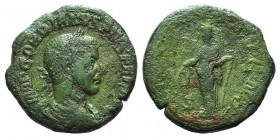 Gordian III (238-244). Æ Sestertius (30mm, 18.19g, 12h). Rome, AD 241. Laureate, draped and cuirassed bust r. R/ Laetitia standing facing, head l., ho...