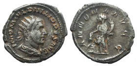 Philip I (244-249). AR Antoninianus (23mm, 3.77g, 12h). Rome, 247. Radiate, draped and cuirassed bust r. R/ Annona standing l., holding grain ears ove...