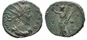 Victorinus (268-271). Radiate (17mm, 3.69g, 6h ). Treveri, AD 270. Radiate, draped and cuirassed bust r. R/ Pax standing l., holding olive branch and ...