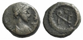 Zeno (Second reign, 476-491). Æ (8mm, 1.13g,1h). Constantinople. Pearl-diademed, draped bust r. R/ Monogram. RIC X 958. VF
