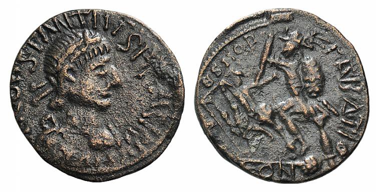 Barbaric imitation, c. 4th-5th century. Æ (15mm, 1.57g, 9h). Diademed, draped an...