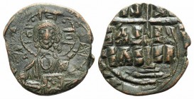 Anonymous, time of Romanus III (1028-1034). Æ 40 Nummi (31mm, 9.61g, 6h). Constantinople. Bust of Christ facing, holding Gospels. R/ Legend in three l...