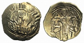 Andronicus II Palaeologus and Andronicus III (1282-1328). AV Hyperpyron (22mm, 4.27g, 6h). Constantinople, c. 1325-1328. Half-length figure of the The...