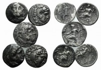 Kings of Macedon, Alexander III (336-323). Lot of 5 AR Drachms, to be catalog. Lot sold as it, no returns
