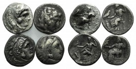 Kings of Macedon, Alexander III (336-323). Lot of 4 AR Drachms, to be catalog. Lot sold as it, no returns
