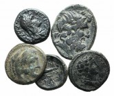 Lot of 5 Greek Æ coins, including Apamea and Alexander III, to be catalog. Lot sold as it, no returns