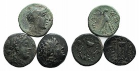Lot of 3 Greek Æ coins, including Antiochos, to be catalog. Lot sold as it, no returns