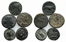 Lot of 5 Greek Æ coins, including Lysimachos and Alexander III, to be catalog. Lot sold as it, no returns