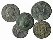 Lot of 5 Roman Provincial Æ coins, including Antoninus Pius, Geta and Philip I, to be catalog. Lot sold as it, no returns