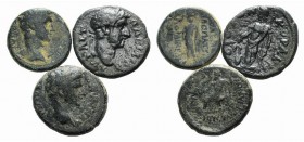 Lot of 3 Roman Provincial Æ coins, including Augustus and Hadrian, to be catalog. Lot sold as is, no returns
