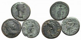 Lot of 3 Roman Provincial Æ coins, including Marcus Aurelius and Caracalla, to be catalog. Lot sold as is, no returns