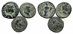 Lot of 3 Roman Provincial Æ coins, including Nero, Antoninus Pius and Julia Domna, to be catalog. Lot sold as is, no returns