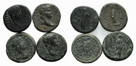 Lot of 4 Roman Provincial Æ coins, including Tiberius, Claudius, Nero and Hadrian, to be catalog. Lot sold as is, no returns