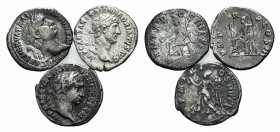 Lot of 3 Roman Imperial AR Denarii, including Trajan and Hadrian, to be catalog. Lot sold as it, no returns
