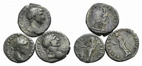 Lot of 3 Roman Imperial AR Denarii, including Trajan and Antoninus Pius, to be catalog. Lot sold as it, no returns