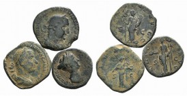 Lot of 3 Roman Imperial Æ Sestertii, including Sabina, Valerian and Trebonianus Gallus, to be catalog. Lot sold as it, no returns