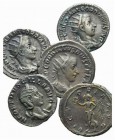 Lot of 5 Roman Imperial AR Antoniniani, including Gordian II and Etruscilla, to be catalog. Lot sold as it, no returns