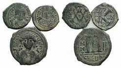 Maurice Tiberius (582-602). Lot of 3 Byzantine Æ coins, to be catalog. Lot sold as it, no returns