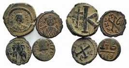 Lot of 4 Byzantine Æ coins, including Anastasius, Justin, Maurice Tiberius and Heraclius, to be catalog. Lot sold as it, no returns