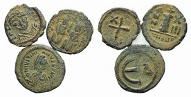 Lot of 3 Byzantine Æ coins, including Justinian and Heraclius, to be catalog. Lot sold as it, no returns