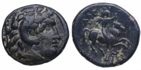 221-179 a.C. Imperio Macedonio. Antioquía. Ae 18. (Sng Cop-1234). Ae. 5,75 g. a/ Cabeza de Heracles cubierta con piel de león. r/ Jinete a derecha con...