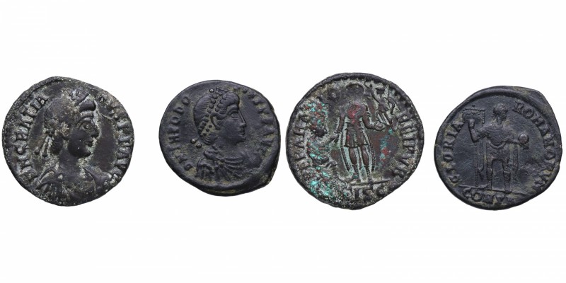 IV dC. Lote de dos monedas romanas: maiorina y decargiro. Ae. MBC y MBC-. Est.20...
