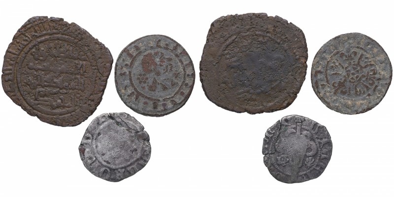 S. IV a VIII AH. Lote de 3 monedas: Dirhem, dinero del ducado de Lorena y bronce...