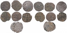 1188-1230. Alfonso IX (1188-1230). Lote de 7 monedas de Alfonso IX (dineros leoneses). Ag. MBC a MBC+. Est.100.