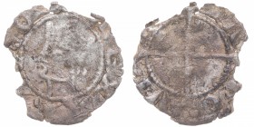 1164-1196. Alfonso I de Cataluña, II de Aragón (1164-1196). Dinero. Crus 170. Ag. 0,47 g. Efigie coronada de rey a izquierda, Lema: Rex Aragone /Cruz ...