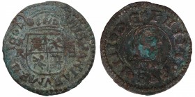 1664. Felipe IV (1621-1665). Coruña. 8 maravedís. R. A&C 1306. Ve. 2,00 g. BC+. Est.20.