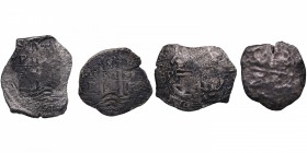 1661 y 1664. Felipe IV (1621-1665). Potosí. Lote de 2 monedas: 8 reales. Ag. Sin certificado. Seguramente procedan del naufragio lodos de Cádiz cable ...