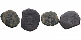 168? y ¿?. Carlos II (1665-1700). Ceca no visible. Lote de 2 monedas: 2 maravedís. Cu. BC y BC-. Est.8.