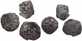 (1743) y 1726. Lima y Potosí. Lote de 3 monedas: 4 reales y 2 reales (dos). Ag. Seguramente procedan del naufragio de Princess Louisa (Cabo Verde) de ...