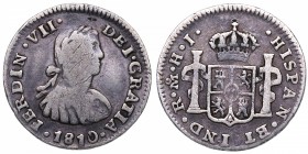 1810. Fernando VII (1808-1833). México. 1/2 Real. Ag. 1,62 g. MBC-. Est.14.